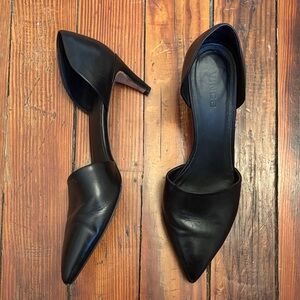 Vince Black Leather Pointed Toe Heels